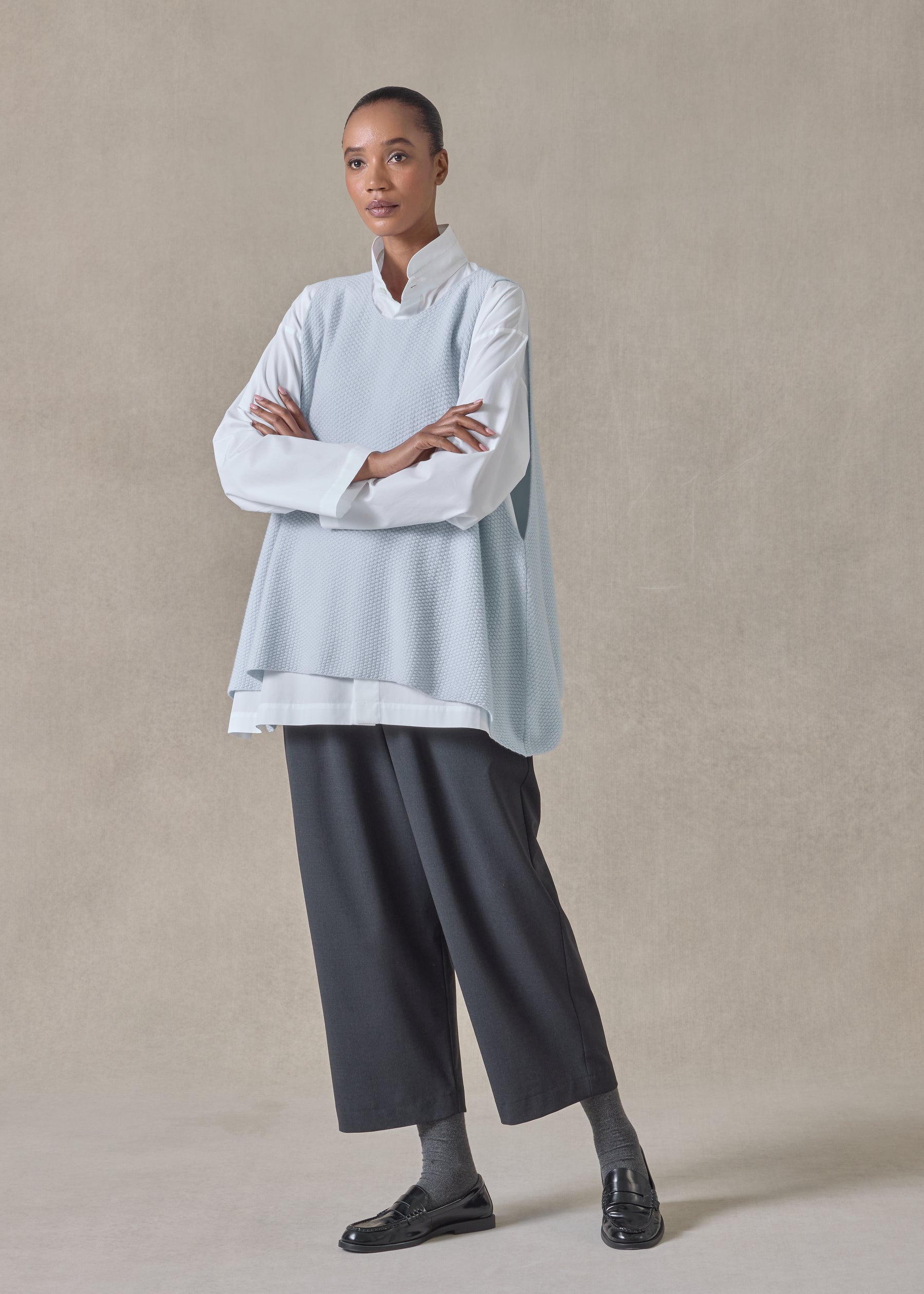 cashmere a-line sleeveless round neck - mid plus