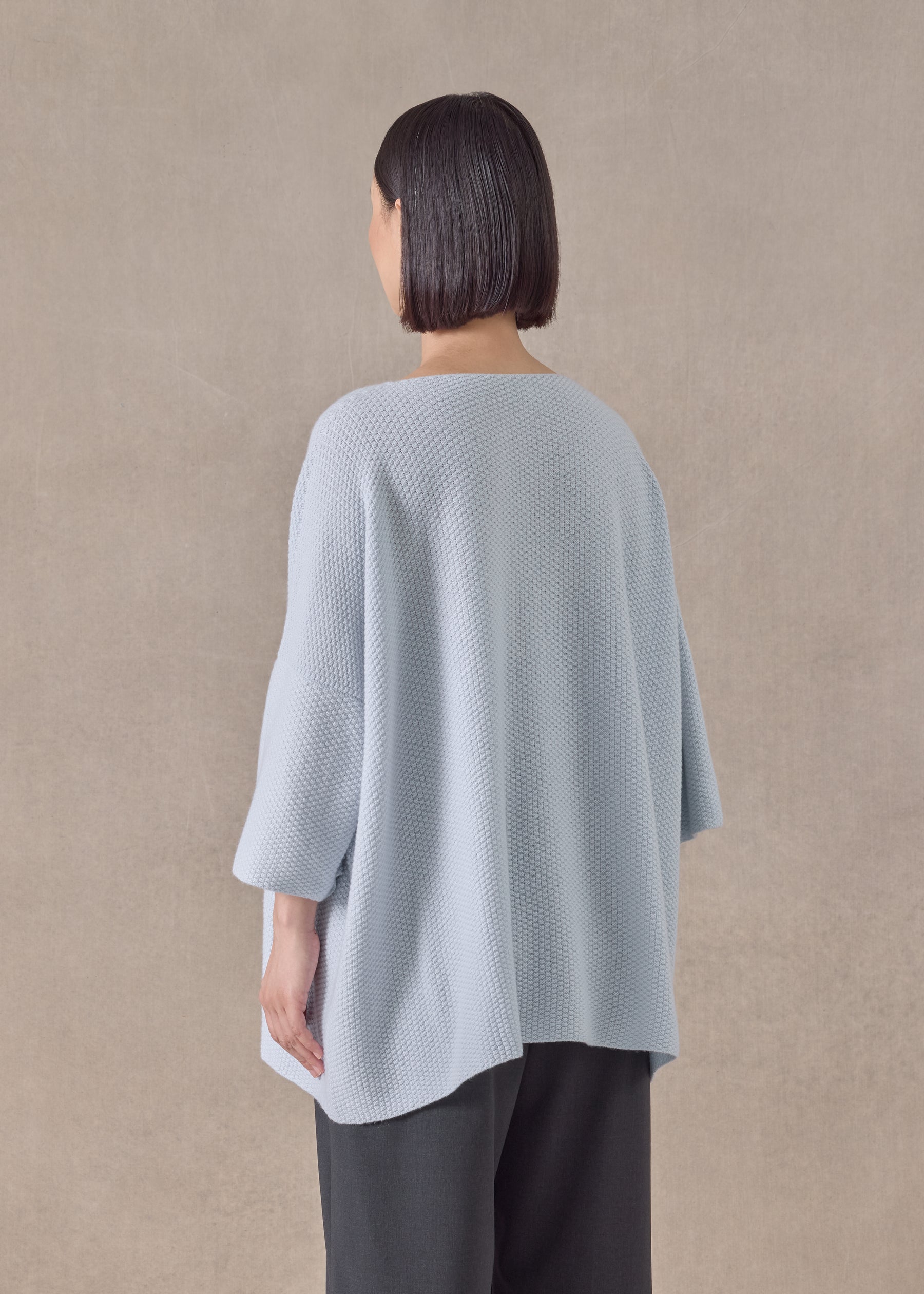 cashmere square 3/4 sleeve  top - long