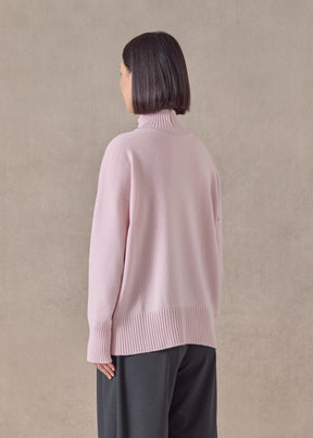 cashmere small long sleeve high neck sweater - mid