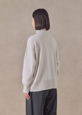 cashmere small long sleeve high neck sweater - mid