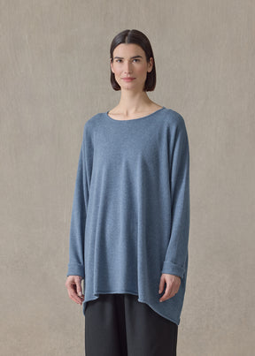 cashmere a-line bateau neck sweater - long (denim)