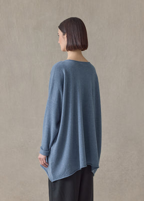 cashmere a-line bateau neck sweater - long (denim)