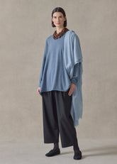 cashmere a-line bateau neck sweater - long (denim)