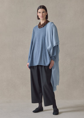 cashmere a-line bateau neck sweater - long (denim)