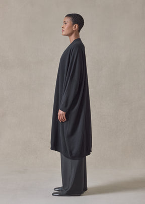 cashmere wide v neck cardigan - 3/4 length