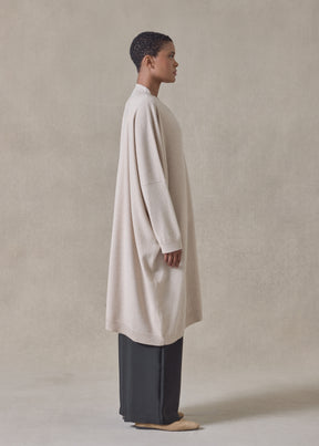 cashmere wide v neck cardigan - 3/4 length