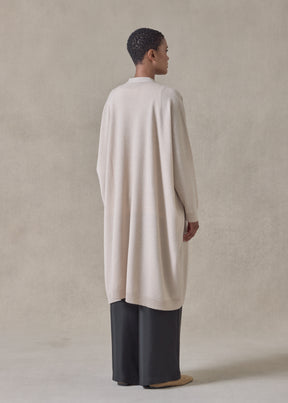 cashmere wide v neck cardigan - 3/4 length