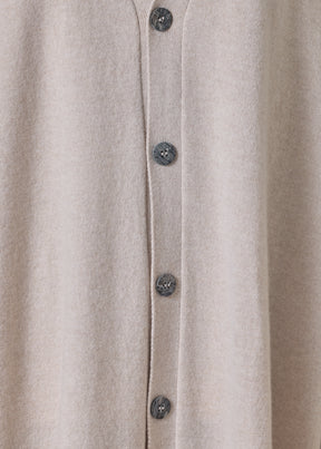 cashmere wide v neck cardigan - 3/4 length