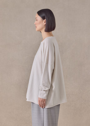 cashmere slim sleeve raw edge bateau neck - mid plus