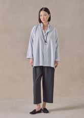 cotton slim a-line shirt with double stand collar and stepped insert - long