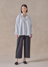cotton wide longer back shirt with collar - mid plus