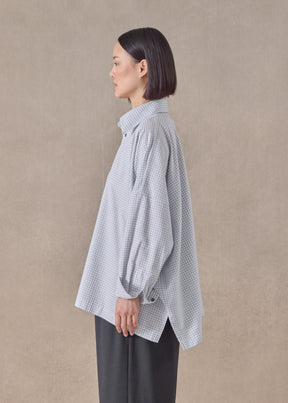 cotton wide longer back shirt with collar - mid plus