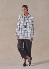 cotton slim a-line shirt with collar and stepped insert - long