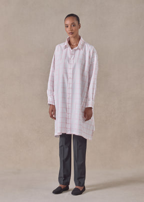 cotton wide a-line shirt with collar - very long with slits