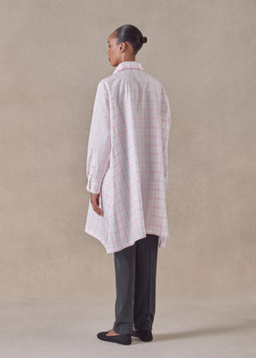 cotton wide a-line shirt with collar - very long with slits