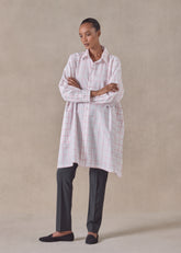 cotton wide a-line shirt with collar - very long with slits