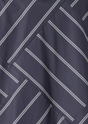 cotton slim a-line double stand collar shirt with stepped insert (patchwork)