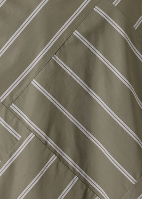 cotton slim a-line double stand collar shirt with stepped insert (patchwork)