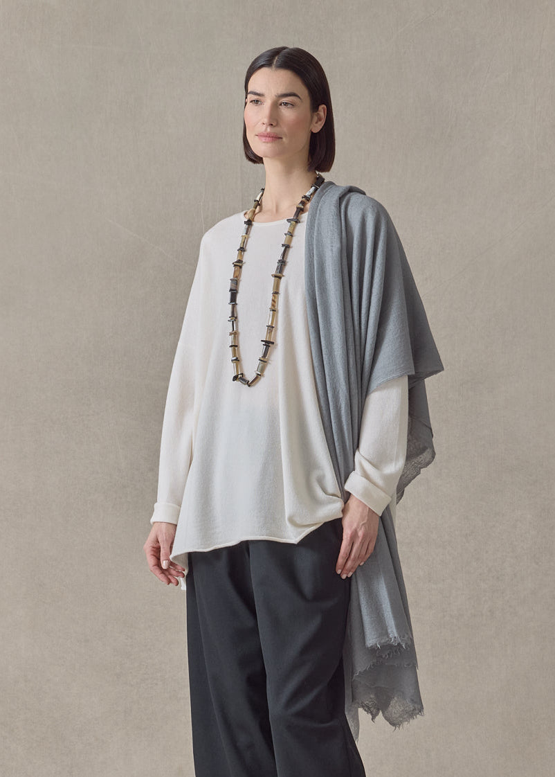 handwoven cashmere large scarf (cemento)