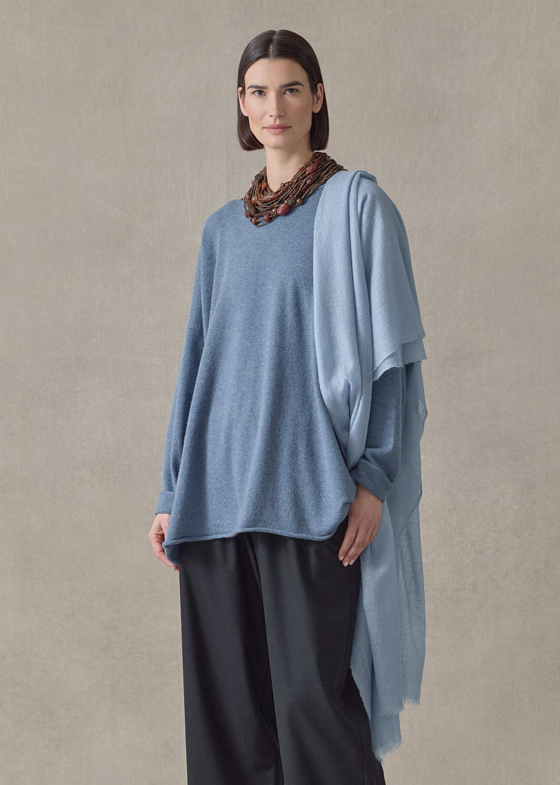 handwoven cashmere large scarf (woadblue)