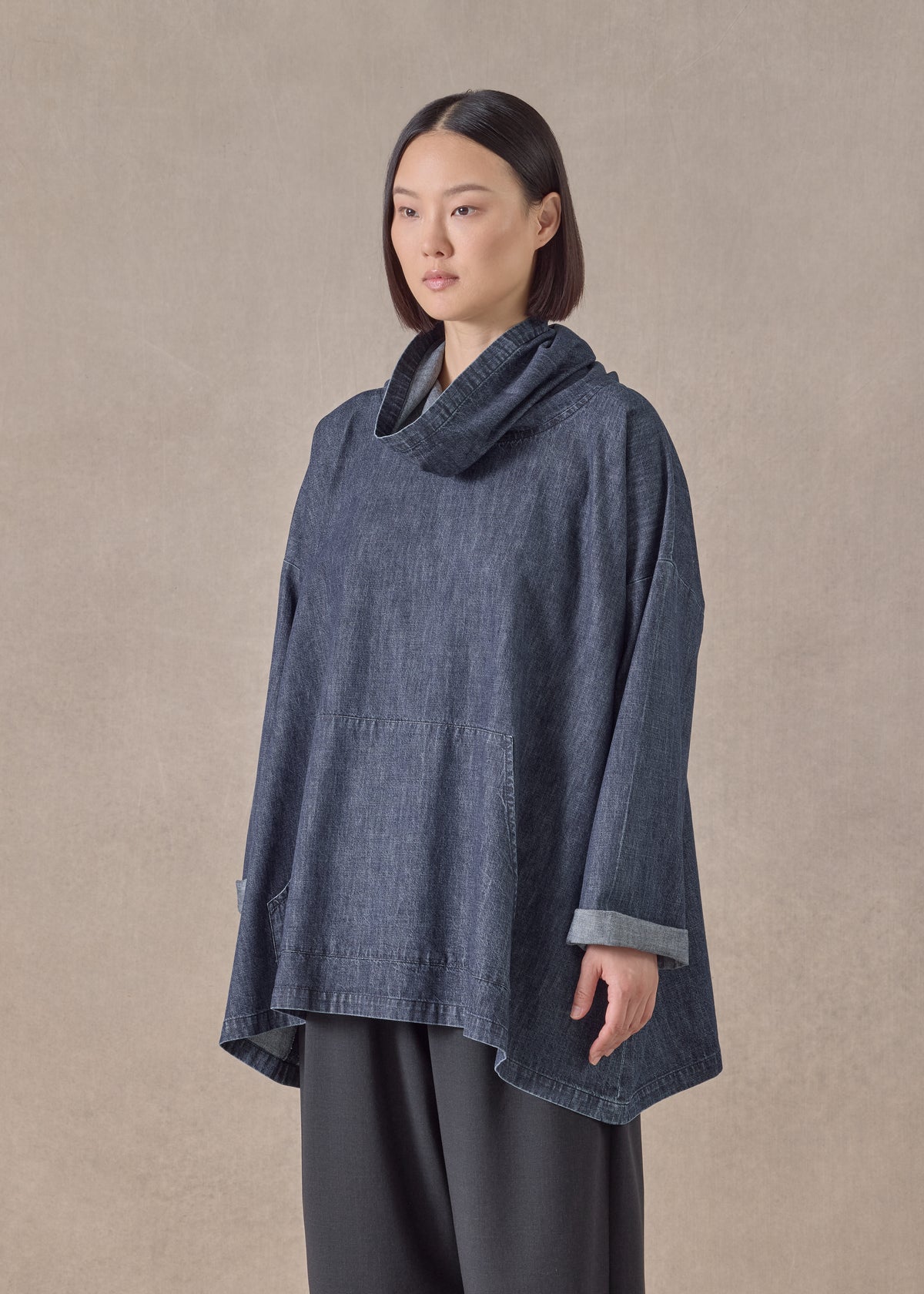 cotton wide a-line monks top - long