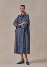cotton angle to front side seam shirt dress with collar