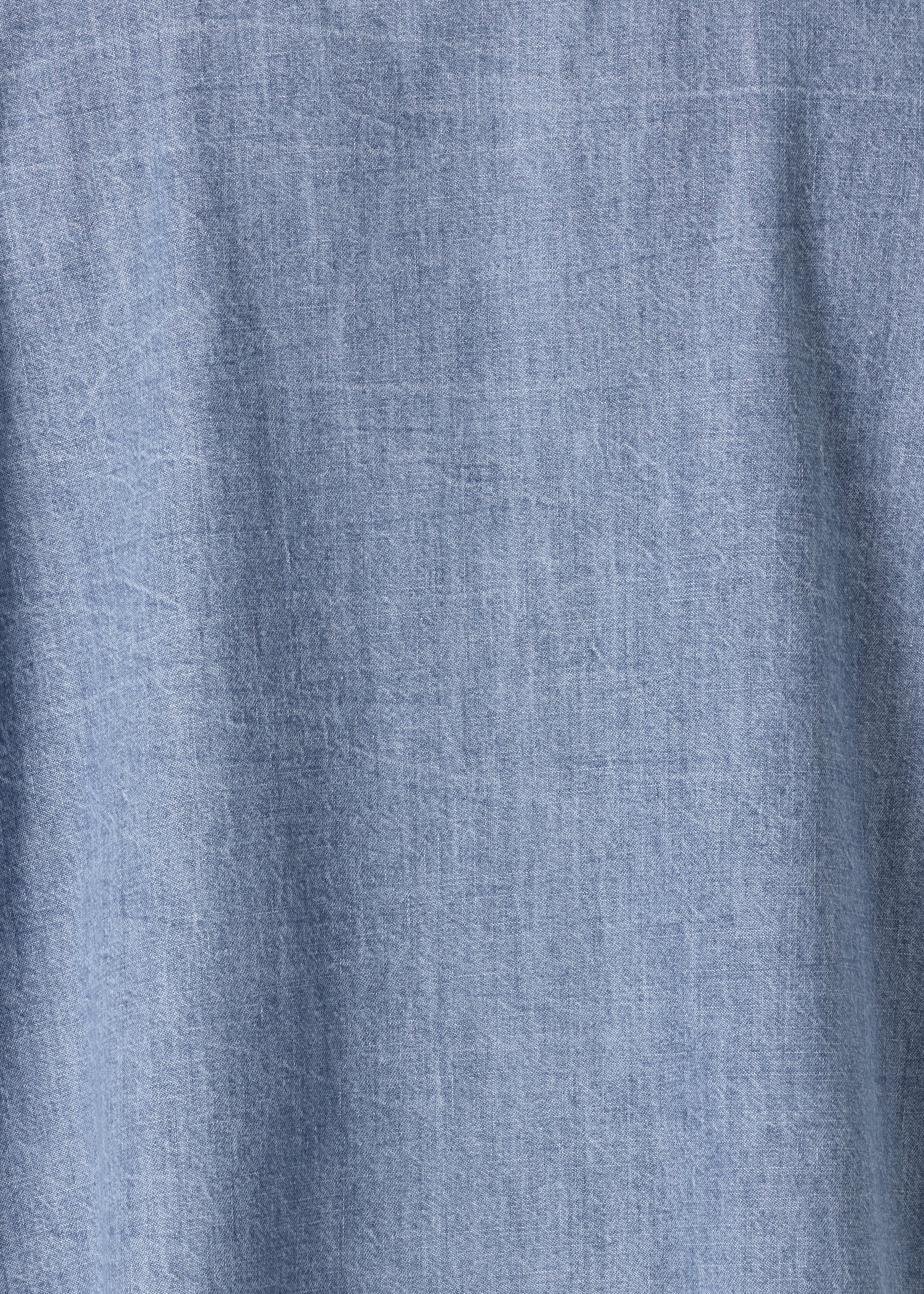 cotton sloped shoulder wide a-line short sleeve shirt with collar - mid plus (denimlight)