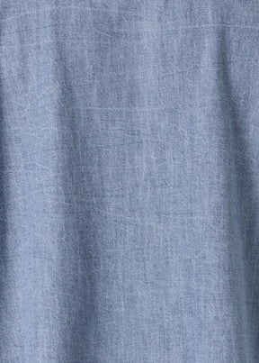 cotton sloped shoulder wide a-line short sleeve shirt with collar - mid plus (denimlight)