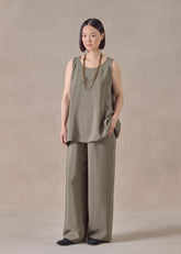 silk a-line shell - long (olivedark)