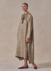 silk mix wide a-line scoop neck dress (olivedark)