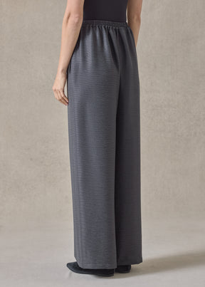 midweight silk plisse flared trouser (slate)