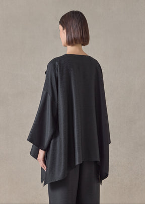 midweight silk plissé jacket coat - mid plus (black)