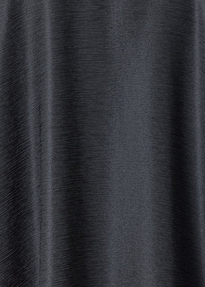 midweight silk plissé wide a-line mandarin jacket - long (black)