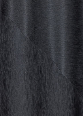 midweight silk plisse wide a-line scoop neck top - long plus (black)