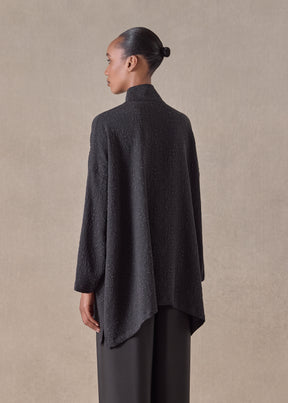 silk wide a-line shirt with chinese collar - long