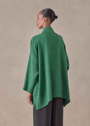 silk wide a-line shirt with chinese collar - long