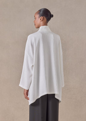 silk wide a-line shirt with chinese collar - long