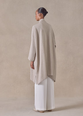 silk wide a-line shirt with chinese collar - very long with slits