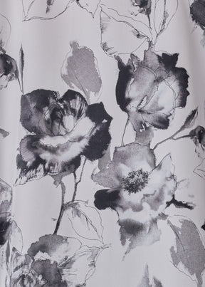 silk wide a-line collarless shirt - very long with slits