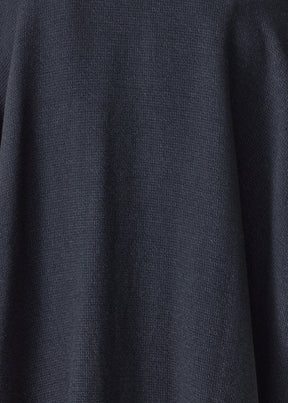 wool cashmere mix wide open stand collar jacket - long (navydark)