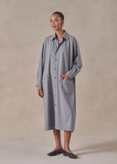 wool mix angle to front side seam shirt dress with collar