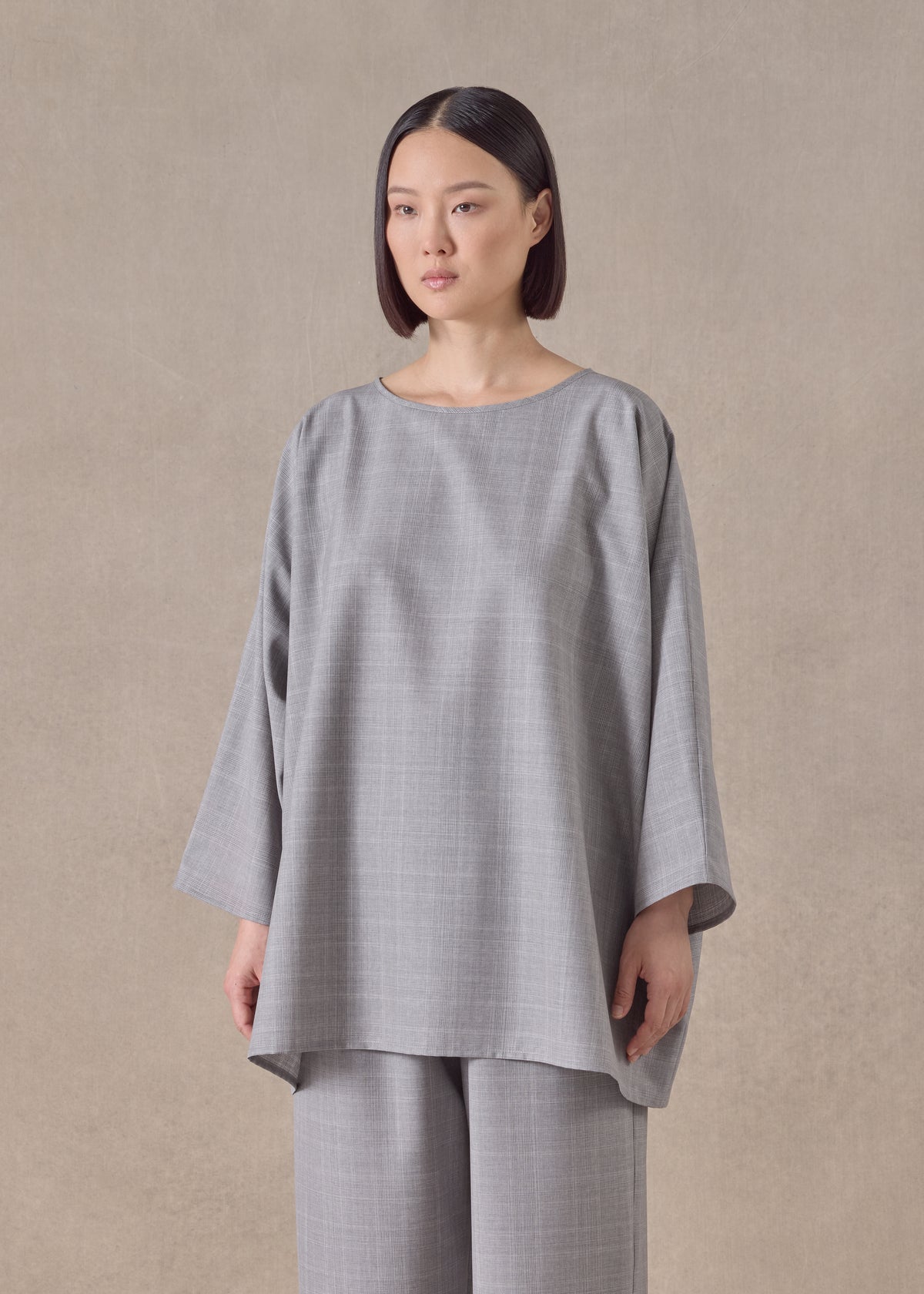 virgin wool boat neck top - long