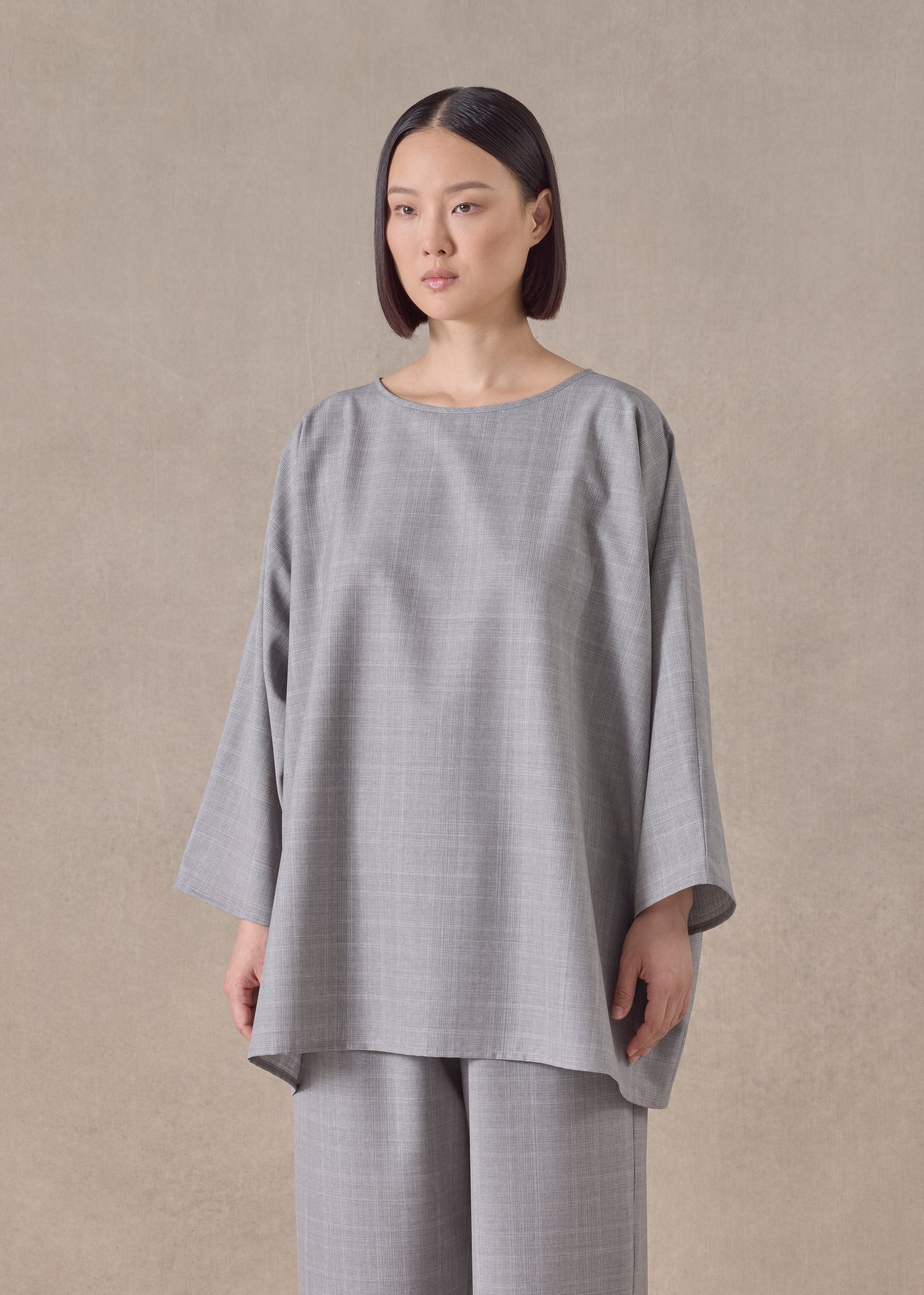 virgin wool boat neck top - long