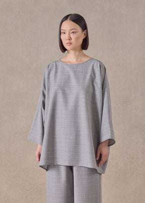virgin wool boat neck top - long