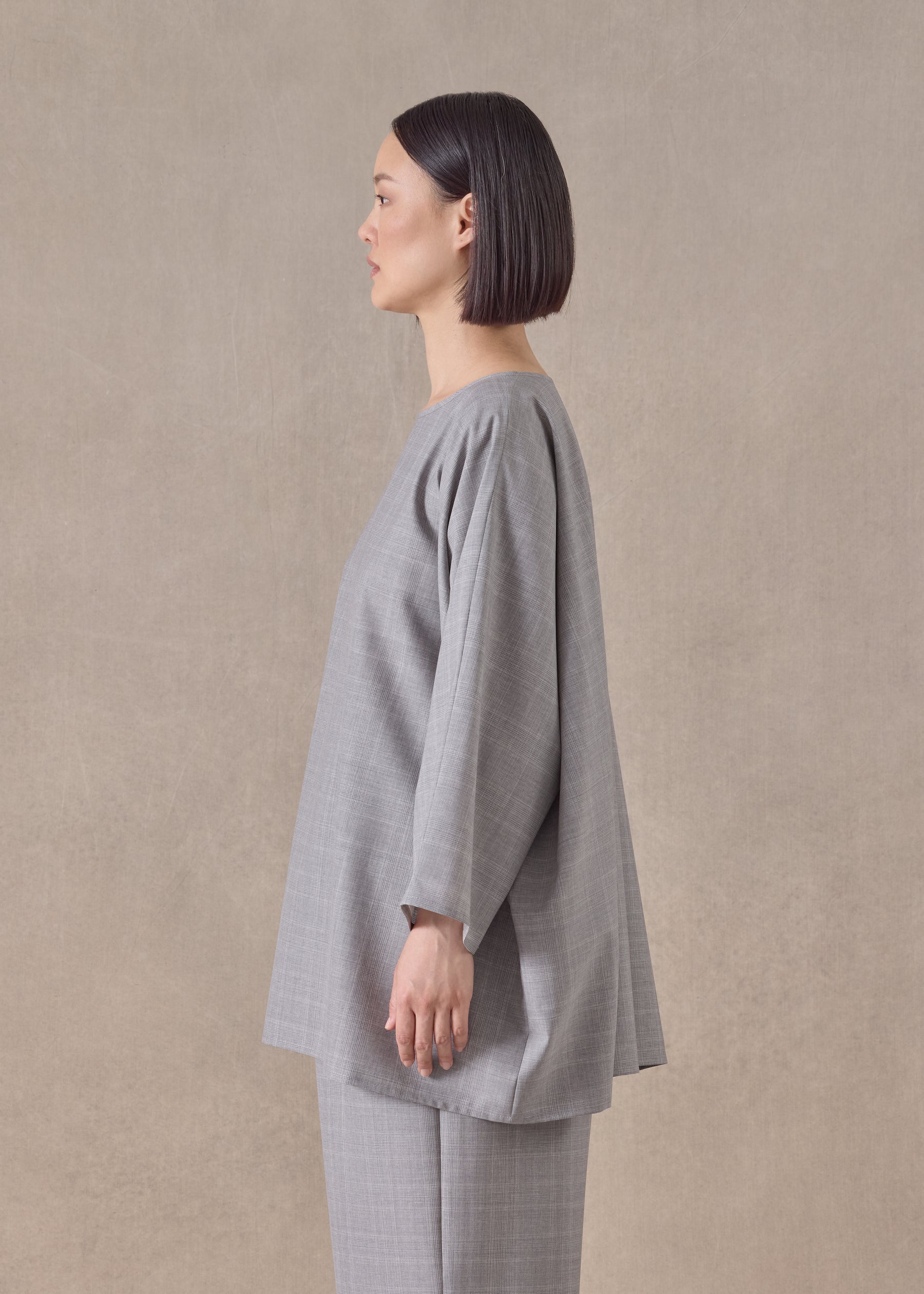 virgin wool boat neck top - long