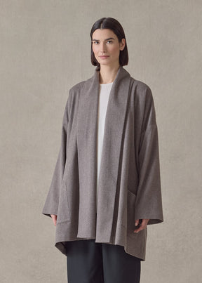 cashmere wide a-line shawl collar coat - long plus (darknatural)