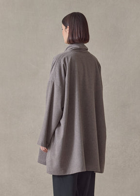 cashmere wide a-line shawl collar coat - long plus (darknatural)