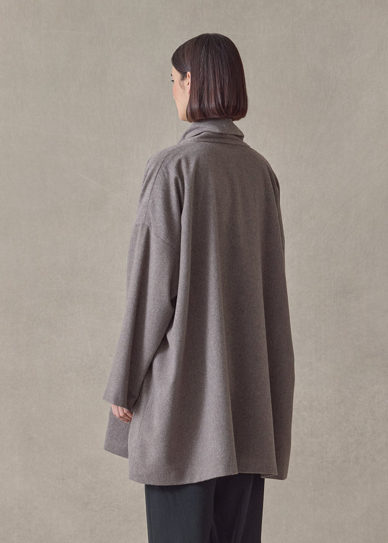 cashmere wide a-line shawl collar coat - long plus (darknatural)