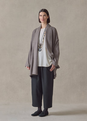 cashmere wide a-line shawl collar coat - long plus (darknatural)
