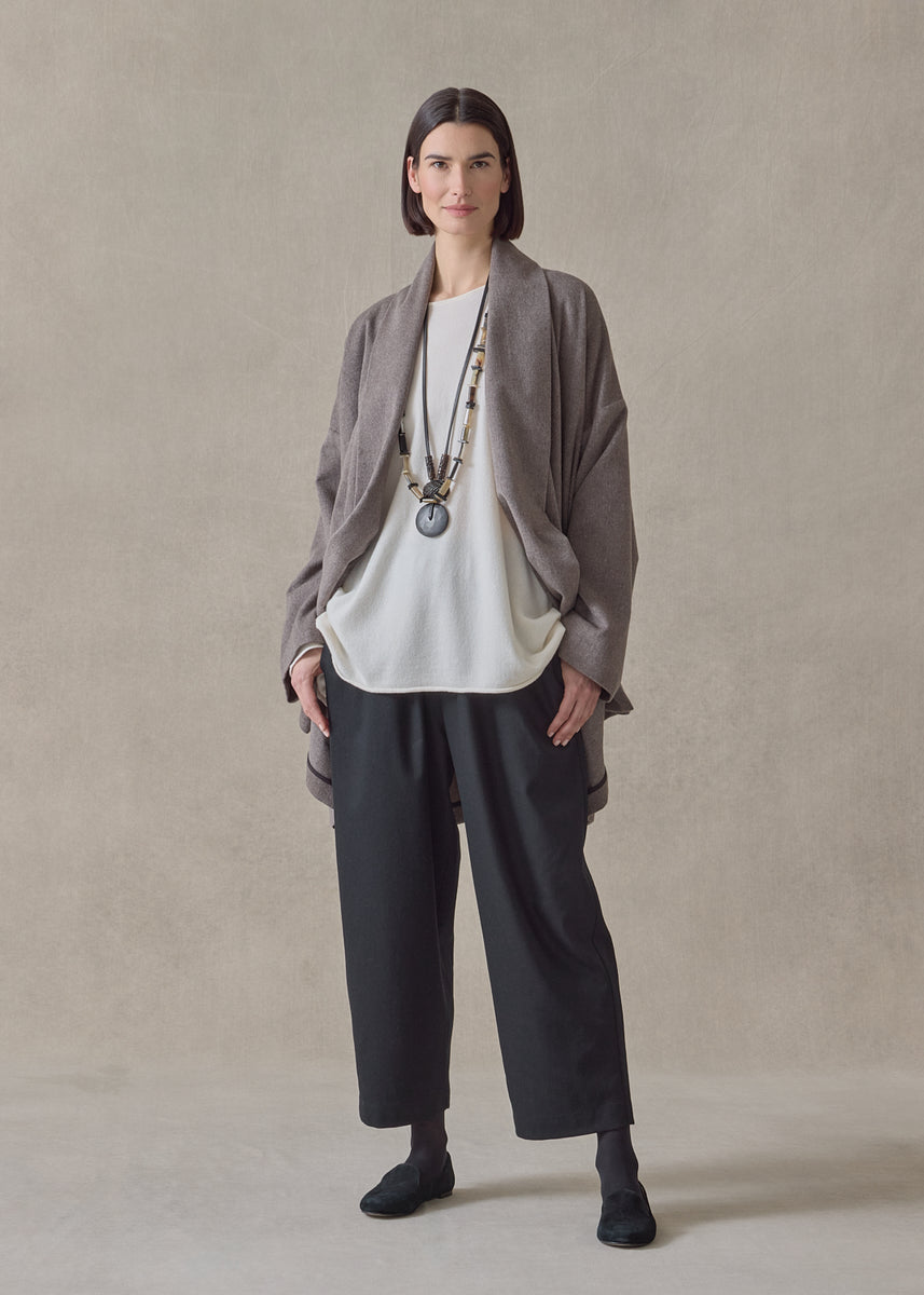 cashmere wide a-line shawl collar coat - long plus (darknatural)